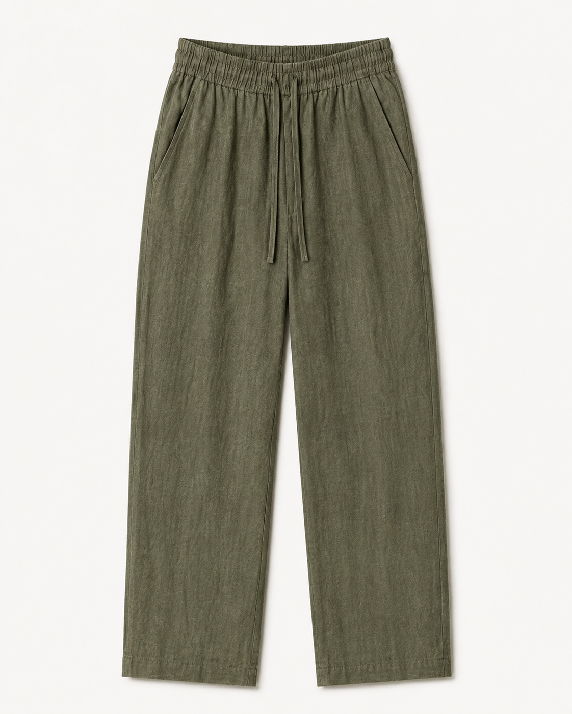 LLAGOX Hambez Keten Relaxed Fit Pantolon - Haki